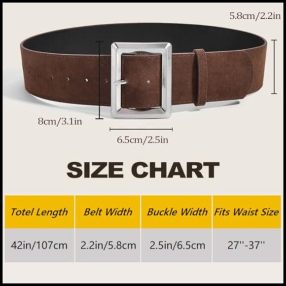 Wide Suede Leather Belt with Alloy Buckle for Dresses main image 4